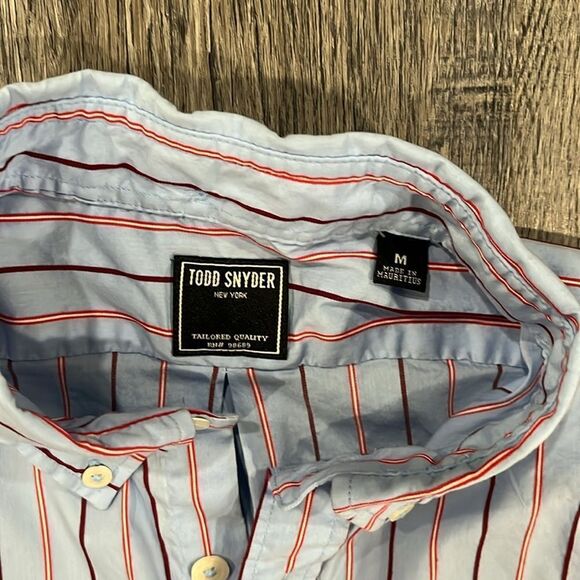Todd Snyder Men’s blue red stripe button down - M - Picture 6 of 8
